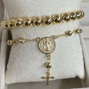 Gold Laminate in 14k. Beaded Bracelet Set